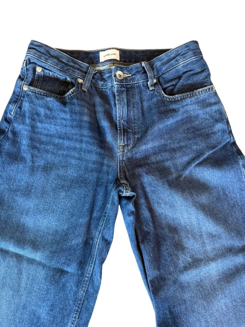 Everlane 27 Regular Organic Cotton Barrel Leg Jeans Dark Wash High Rise Wide Leg - Picture 3 of 10